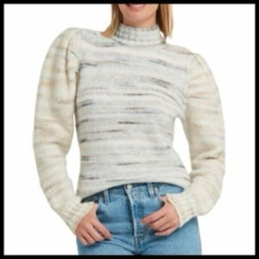 H Halston Puff Sleeve Chunky Knit Sweater (c)